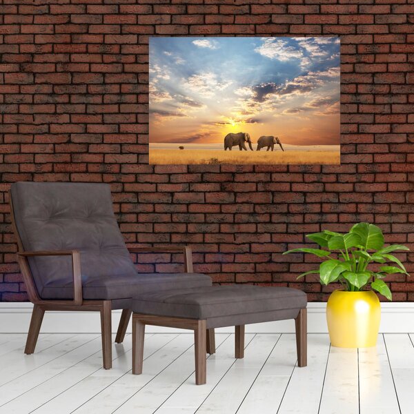 Slika - Slonovi lutaju savanom (90x60 cm)