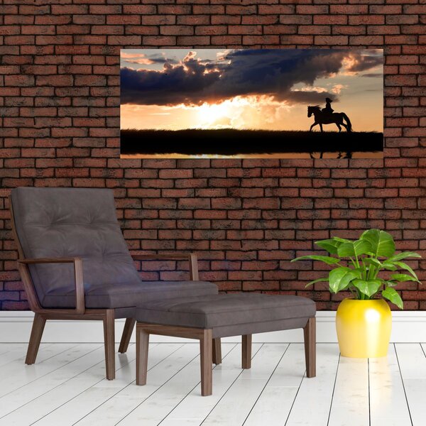 Slika - Jahač na konju pri zalasku sunca (120x50 cm)