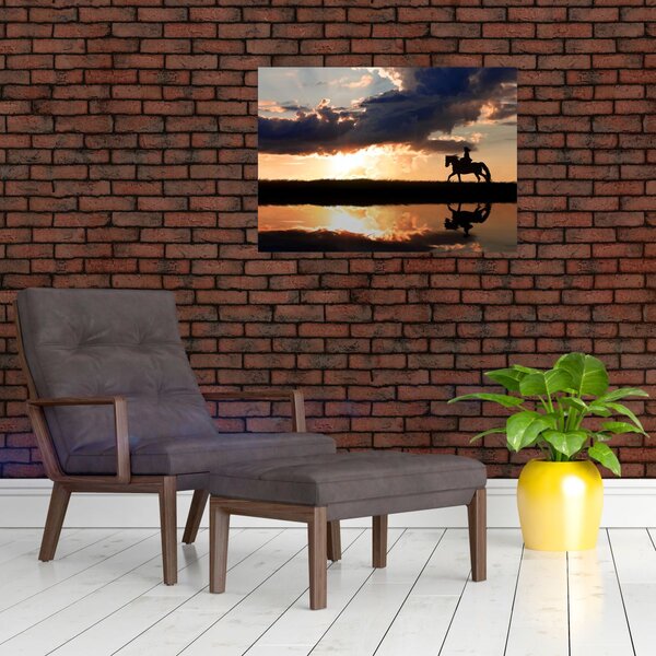 Slika - Jahač na konju pri zalasku sunca (70x50 cm)