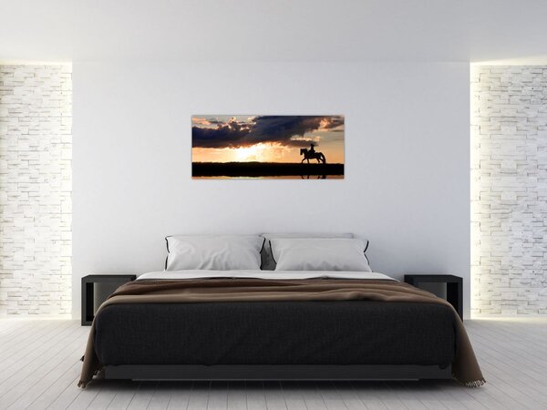 Slika - Jahač na konju pri zalasku sunca (120x50 cm)