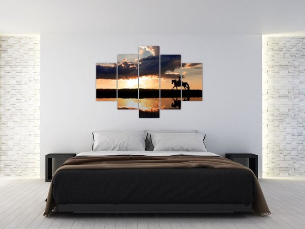 Slika - Jahač na konju pri zalasku sunca (150x105 cm)