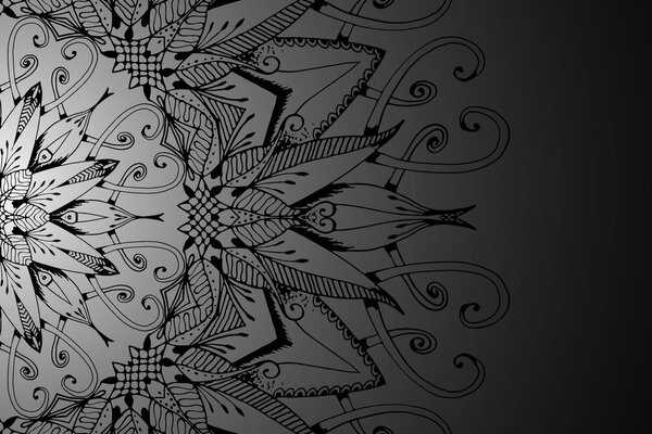 Slika Mandala u crno-bijelom dizajnu