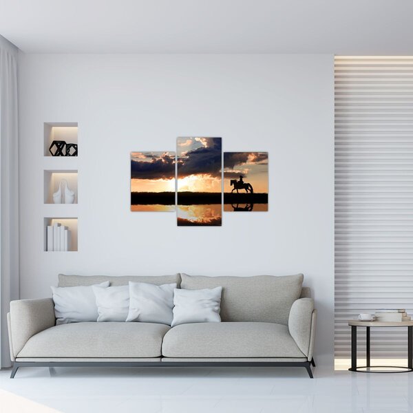 Slika - Jahač na konju pri zalasku sunca (90x60 cm)