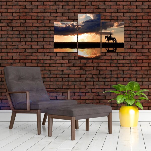 Slika - Jahač na konju pri zalasku sunca (90x60 cm)
