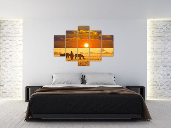 Slika - Zebre sa zalaskom sunca (150x105 cm)