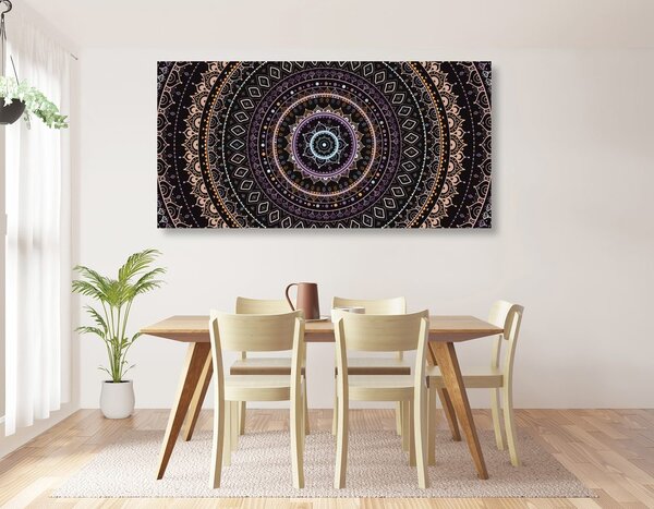 Slika Mandala s uzorkom sunca u ljubičastim nijansama