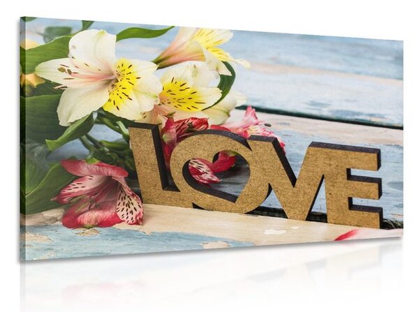 Slika s drvenim natpisom Love