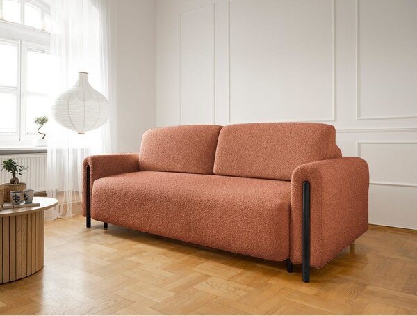 Sklopiva/s prostorom za odlaganje sofa od bouclé tkanine boja terakote 244 cm Arcadova – ELTAP