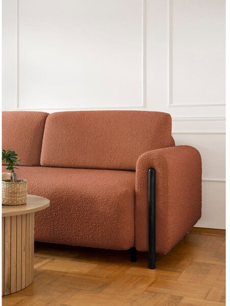 Sklopiva/s prostorom za odlaganje sofa od bouclé tkanine boja terakote 244 cm Arcadova – ELTAP