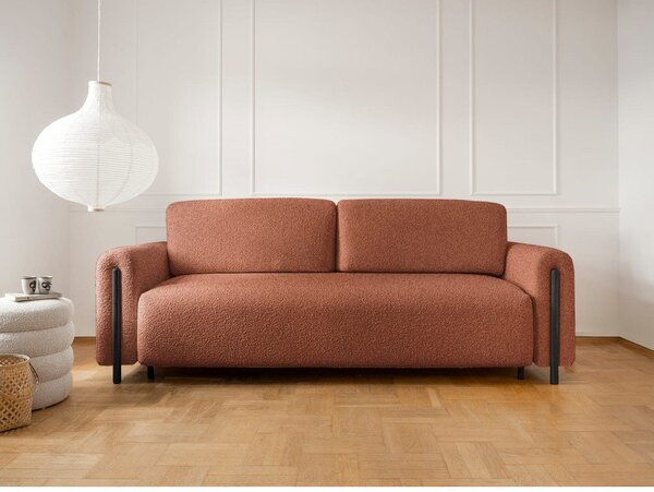 Sklopiva/s prostorom za odlaganje sofa od bouclé tkanine boja terakote 244 cm Arcadova – ELTAP
