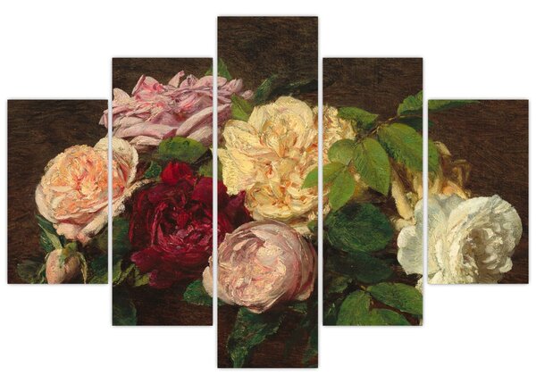 Slika - Henri Fantin-Latour, Roses de Nice on a Table, reprodukcije (150x105 cm)