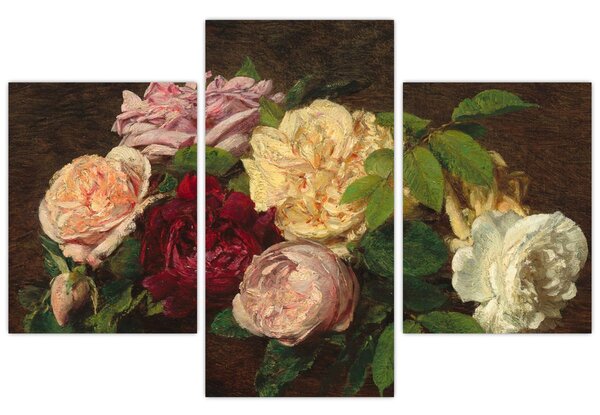 Slika - Henri Fantin-Latour, Roses de Nice on a Table, reprodukcije (90x60 cm)
