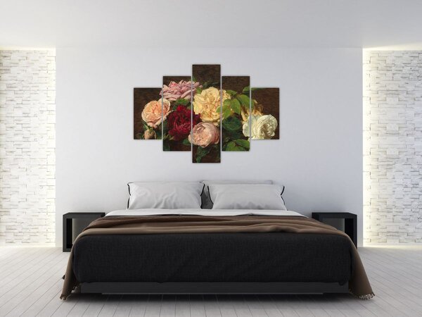 Slika - Henri Fantin-Latour, Roses de Nice on a Table, reprodukcije (150x105 cm)