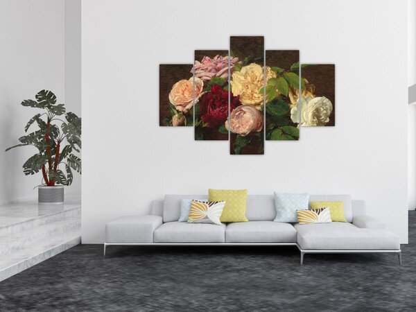 Slika - Henri Fantin-Latour, Roses de Nice on a Table, reprodukcije (150x105 cm)