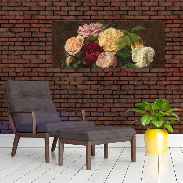 Slika - Henri Fantin-Latour, Roses de Nice on a Table, reprodukcije (120x50 cm)