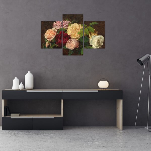 Slika - Henri Fantin-Latour, Roses de Nice on a Table, reprodukcije (90x60 cm)