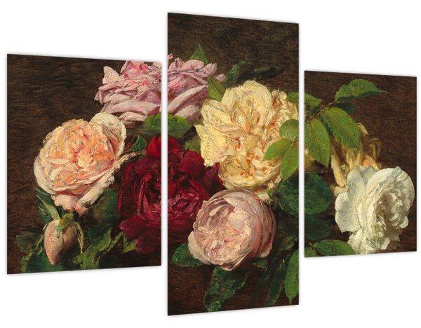 Slika - Henri Fantin-Latour, Roses de Nice on a Table, reprodukcije (90x60 cm)