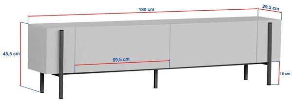 TV stolić ZENORI 180 cm, borovica Atlantic/crna