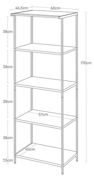 Mat bijeli željezni regal 60x170x46,5 cm Tower – YAMAZAKI