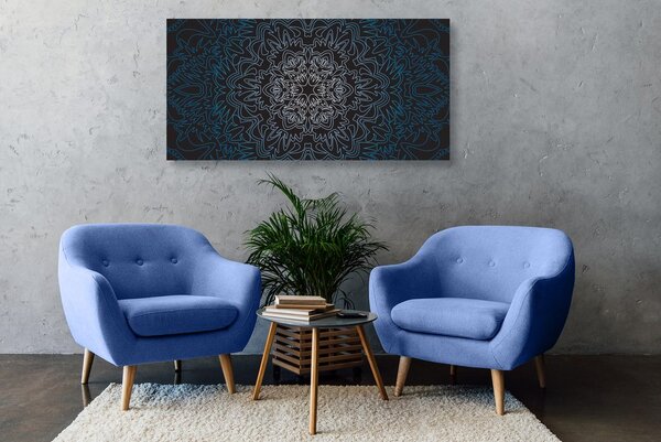 Slika ornamentalna Mandala na crnoj pozadini