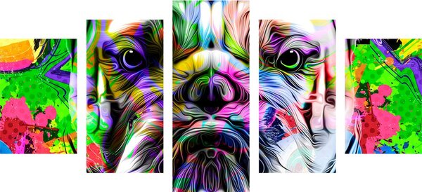 5-dijelna slika pop-art buldog