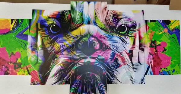 5-dijelna slika pop-art buldog