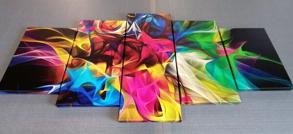 5-dijelna slika apstraktni šareni kaos