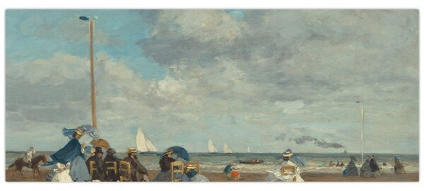 Slika - Eugène Boudin, Beach at Trouville, reprodukcije (120x50 cm)