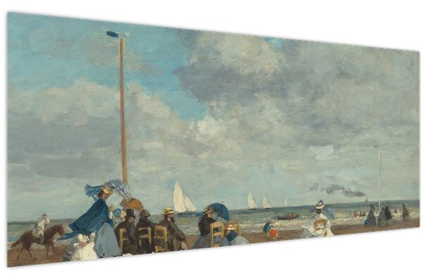 Slika - Eugène Boudin, Beach at Trouville, reprodukcije (120x50 cm)