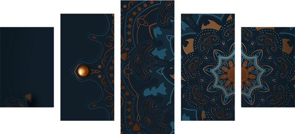 5-dijelna slika luksuzna Mandala