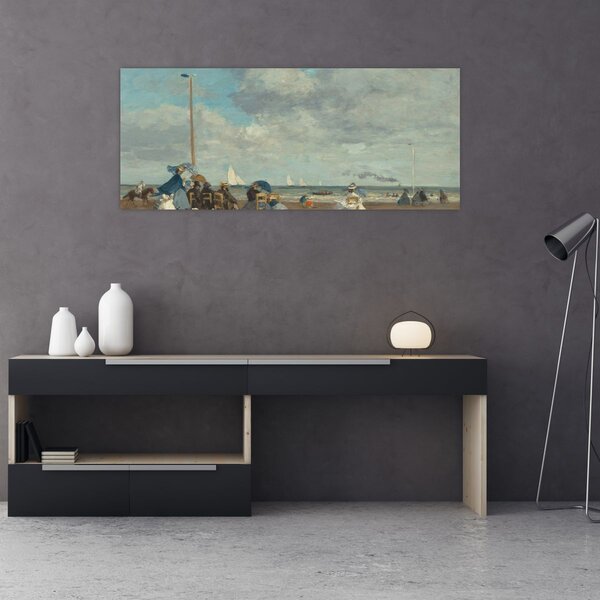 Slika - Eugène Boudin, Beach at Trouville, reprodukcije (120x50 cm)