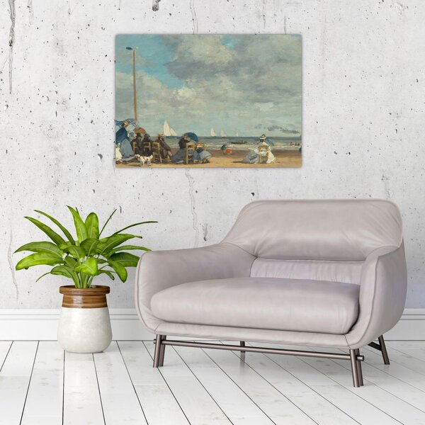 Slika - Eugène Boudin, Beach at Trouville, reprodukcije (70x50 cm)