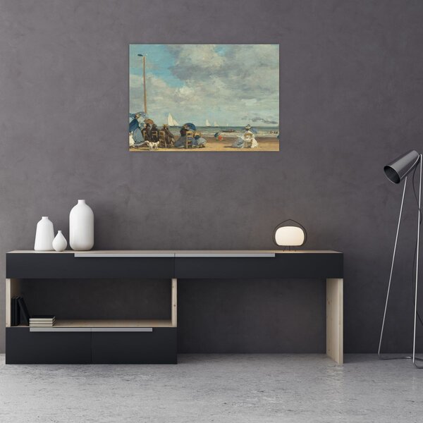 Slika - Eugène Boudin, Beach at Trouville, reprodukcije (70x50 cm)