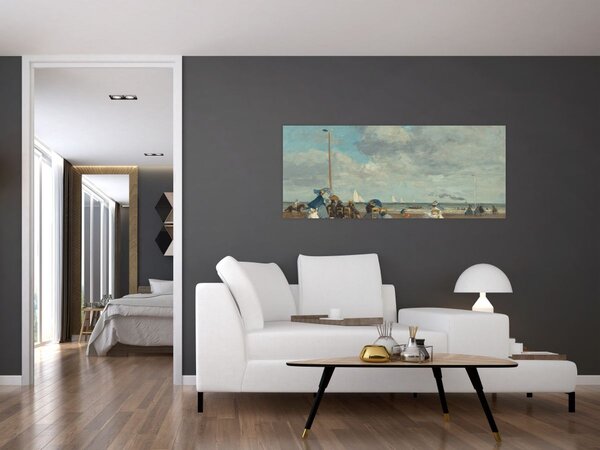 Slika - Eugène Boudin, Beach at Trouville, reprodukcije (120x50 cm)