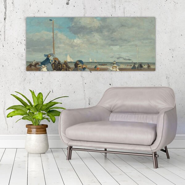 Slika - Eugène Boudin, Beach at Trouville, reprodukcije (120x50 cm)