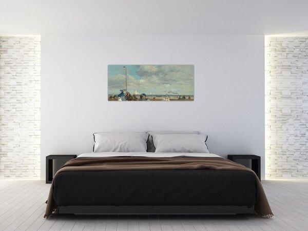 Slika - Eugène Boudin, Beach at Trouville, reprodukcije (120x50 cm)