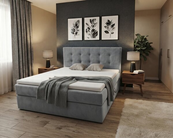 Tapecirani krevet boxspring DIRELIS TRINITY 140x200 cm siva Madrac: Bonell opružni madrac