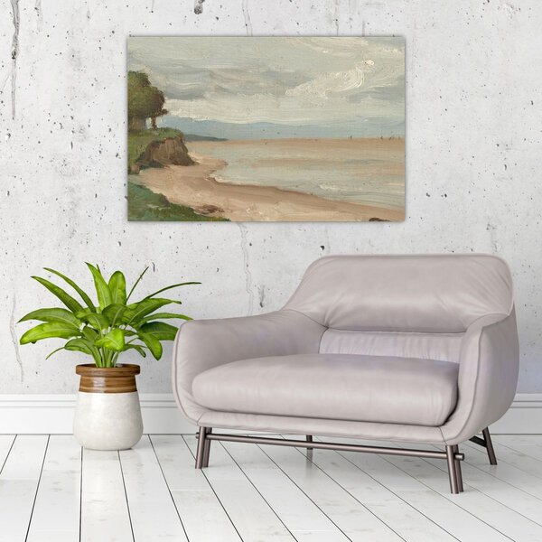 Slika - Jean-Baptiste-Camille Corot, Beach Near Etretat, reprodukcije (90x60 cm)