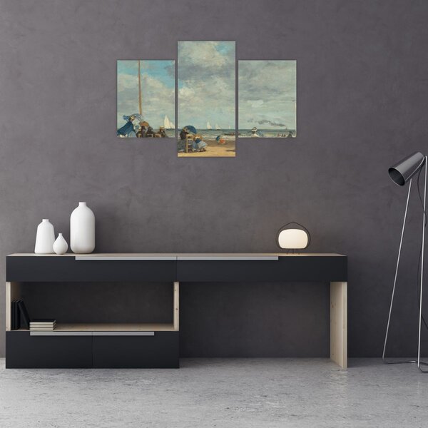 Slika - Eugène Boudin, Beach at Trouville, reprodukcije (90x60 cm)