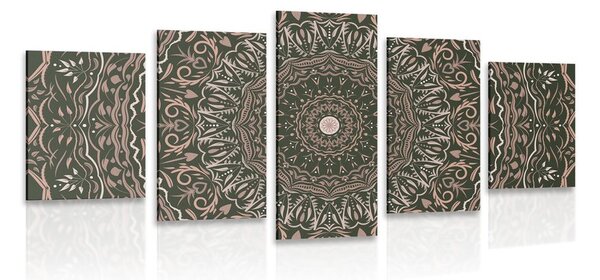 5-dijelna slika Mandala u vintage stilu