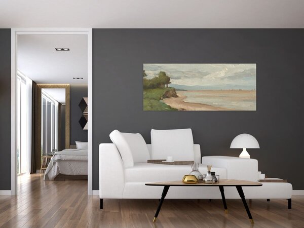 Slika - Jean-Baptiste-Camille Corot, Beach Near Etretat, reprodukcije (120x50 cm)