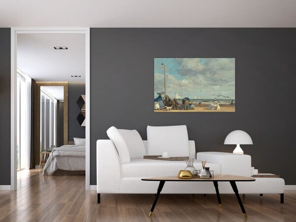 Slika - Eugène Boudin, Beach at Trouville, reprodukcije (90x60 cm)