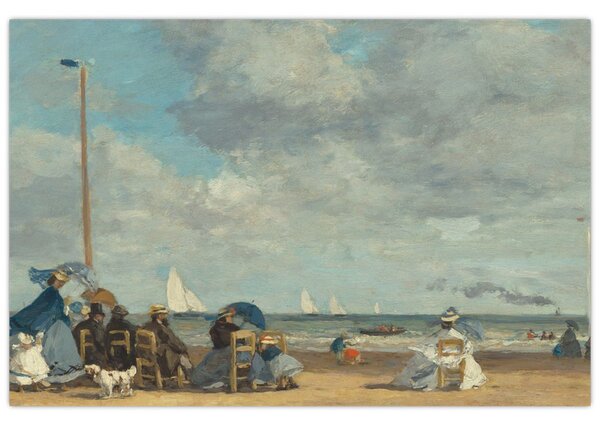 Slika - Eugène Boudin, Beach at Trouville, reprodukcije (90x60 cm)