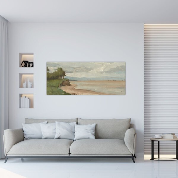Slika - Jean-Baptiste-Camille Corot, Beach Near Etretat, reprodukcije (120x50 cm)