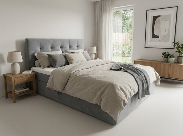 Tapecirani krevet boxspring DIRELIS TRINITY 140x200 cm siva Madrac: Bonell opružni madrac