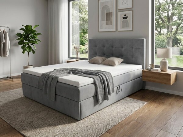 Tapecirani krevet boxspring DIRELIS TRINITY 140x200 cm siva Madrac: Bonell opružni madrac