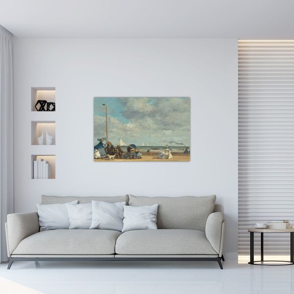 Slika - Eugène Boudin, Beach at Trouville, reprodukcije (90x60 cm)
