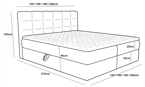 Tapecirani krevet boxspring DIRELIS TRINITY 140x200 cm siva Madrac: Bonell opružni madrac