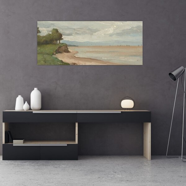 Slika - Jean-Baptiste-Camille Corot, Beach Near Etretat, reprodukcije (120x50 cm)