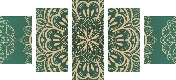 5-dijelna slika Mandala na tirkiznoj pozadini